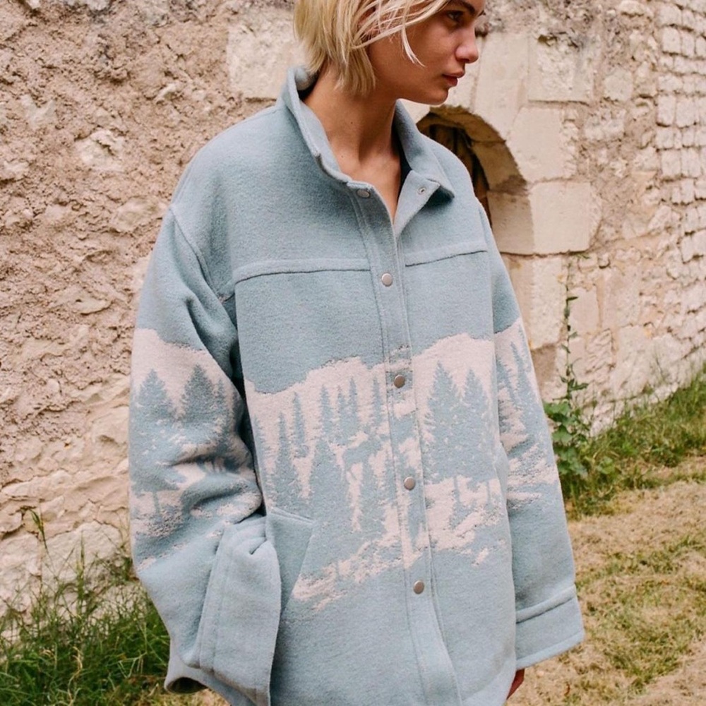 BDG Urban Outfitters Melton Light Blue Oversized Wool Blend Shacket Jacket Small